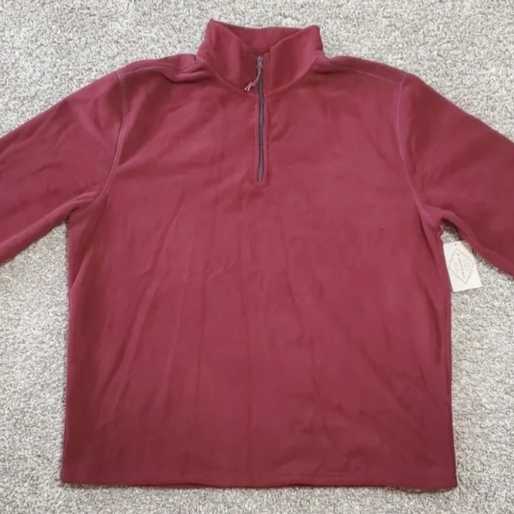 Men's St Johns Bay Quarter Zip Fleece Pullover Jacket Size XL Burgandy